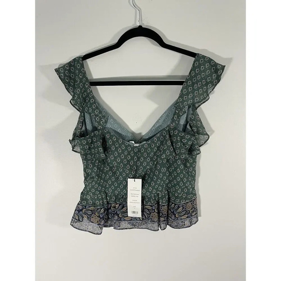 Veronica Beard Women’s Randa Silk Top Seaglass Multi Peplum Ruffle Floral Size 6 - Picture 3 of 10